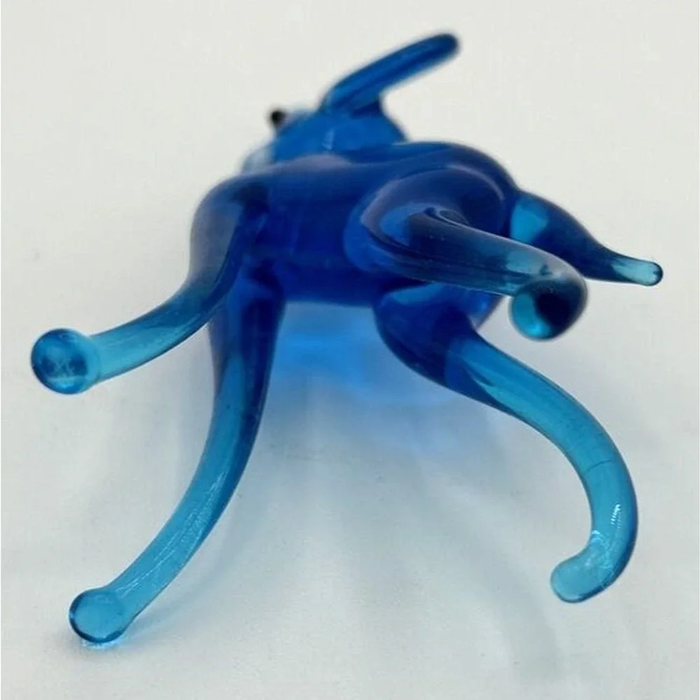 Vintage Blown Glass Blue Elephant Figurine 4.5